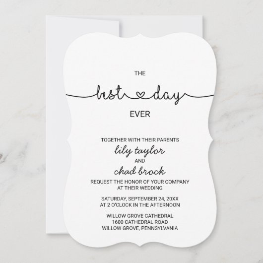 Love Hearts Best Day Ever Wedding Kaart (Voorkant)