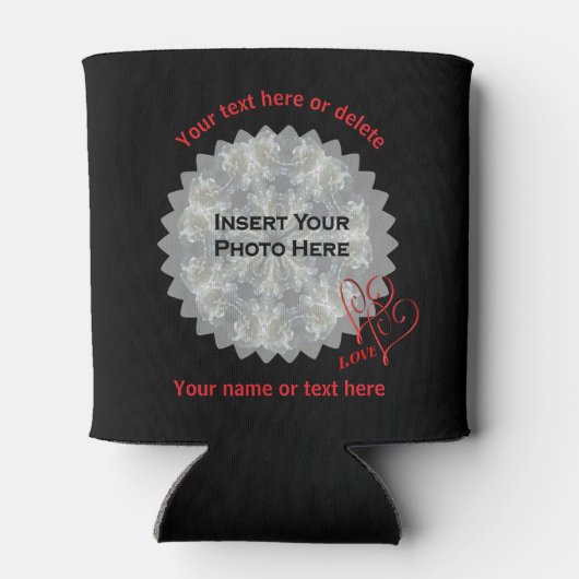 Love Hearts Black Gepersonaliseerde foto Blikjeskoeler (Achterkant)