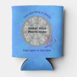 Love Hearts Blue Gepersonaliseerde foto Blikjeskoeler