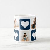 Love Hearts Blue Photo Collage Mok (Center)