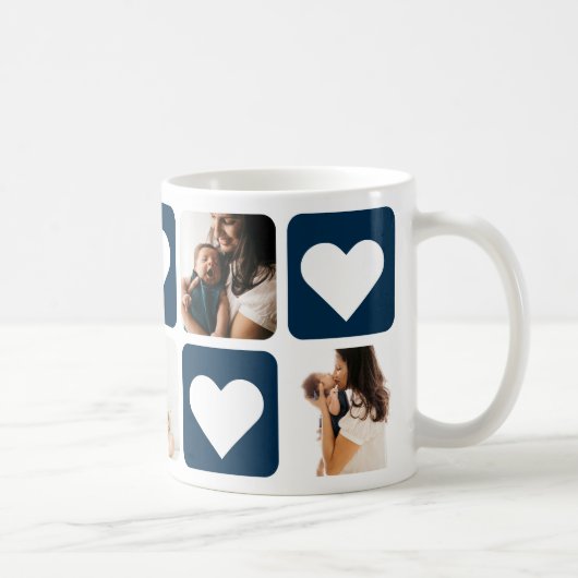 Love Hearts Blue Photo Collage Mok (Rechts)