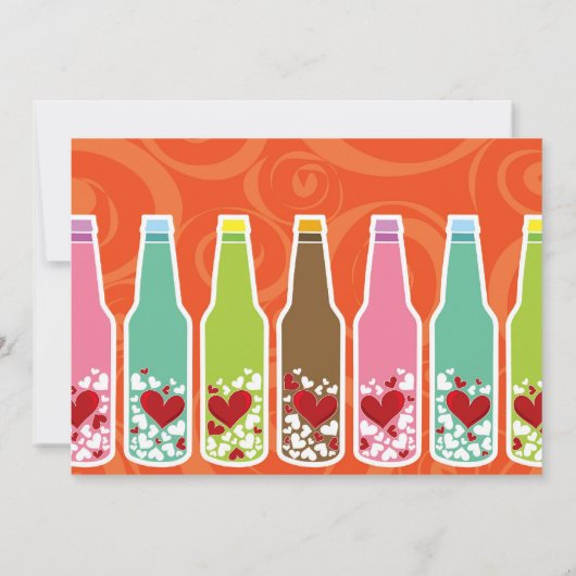 Love Hearts Botles Whimsical Vrijgezellenfeest Par Kaart (Achterkant)