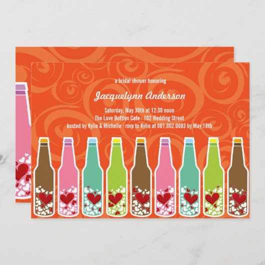 Love Hearts Botles Whimsical Vrijgezellenfeest Par Kaart (Voorkant / Achterkant)