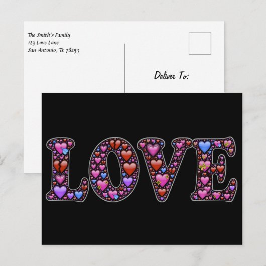 Love Hearts Briefkaart (Voorkant / Achterkant)