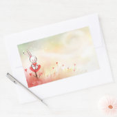 Love Hearts Bunny Rechthoekige Sticker (Envelop)