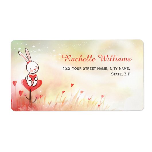 Love Hearts Bunny Shipping Labels (Voorkant)