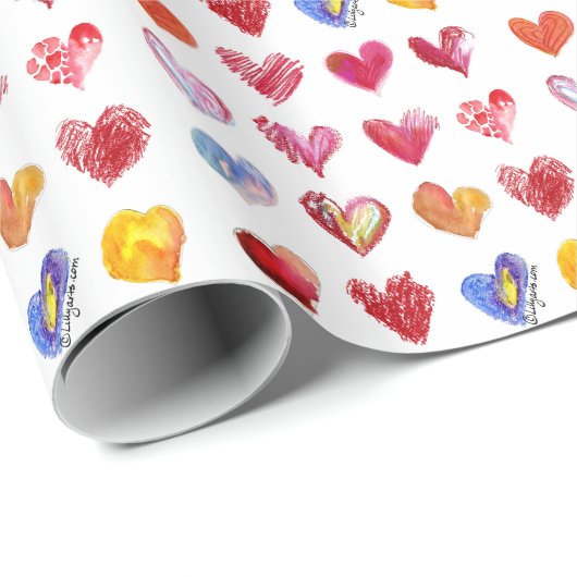 Love Hearts Colorful Cadeaupapier (Rol Hoek)