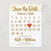 Love Hearts Confetti Calendar Bewaar de datum Aankondigingskaart (Voorkant)