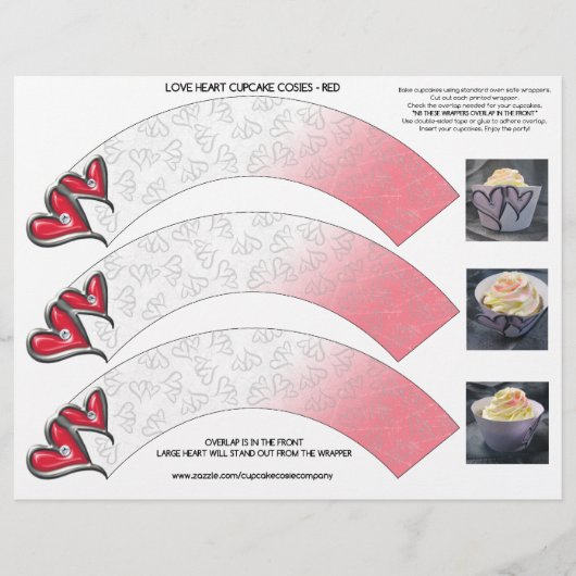 Love Hearts Cupcake Cosie - Red (Voorkant)