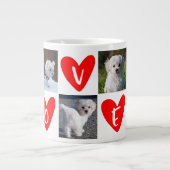 LOVE Hearts Custom 5 Photo Collage Valentijn Grote Koffiekop (Voorkant)