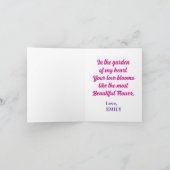 Love Hearts Cute Cat and Roses Valentines Day Kaart (Binnen)