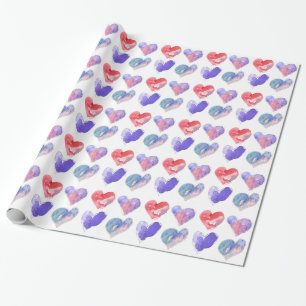 Love Hearts Design Roze Paars Cadeaupapier