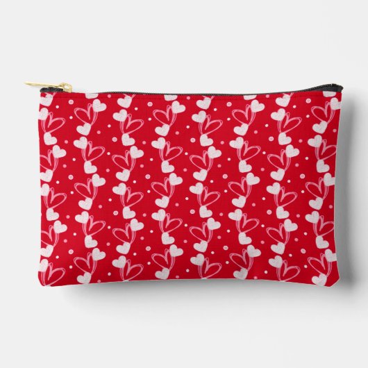 Love Hearts Doddles, Red, Accessory Pouch Etui (Voorkant)