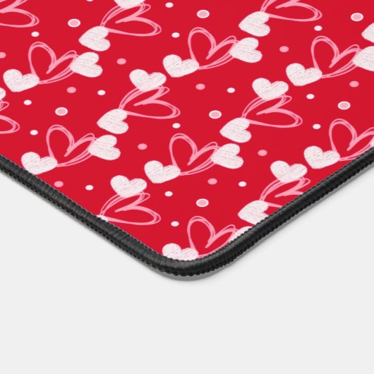 Love Hearts Doddles, Red, Desk Mat (Hoek)