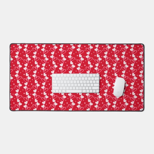 Love Hearts Doddles, Red, Desk Mat (Keyboard & Muis)