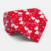 Love Hearts Doddles, Red, Neck Tie Stropdas (Opgerold)