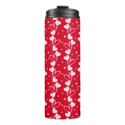 Love Hearts Doddles, Red, Thermal Tumbler Thermosbeker (Voorkant)