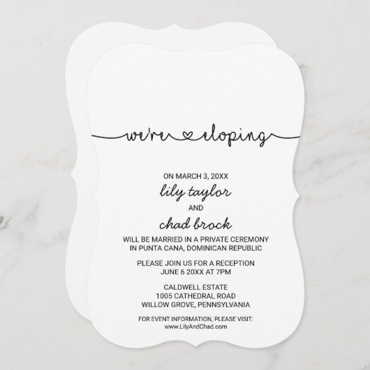 Love Hearts Elopement Reception Kaart (Voorkant / Achterkant)