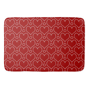Love Hearts en Polka Dots patroon in Rood & Wit Badmat