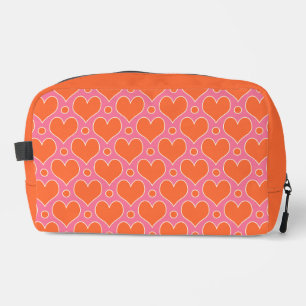 Love Hearts en Polka Dots patroon in Roze, Oranje Toilettasje