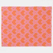 Love Hearts en Polka Dots patroon in roze, Sinaasa Fleece Deken (Voorkant (Horizontaal))