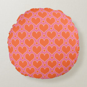 Love Hearts en Polka Dots patroon in roze, Sinaasa Rond Kussen