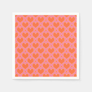 Love Hearts en Polka Dots patroon in roze, Sinaasa Servet