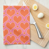 Love Hearts en Polka Dots patroon in roze, Sinaasa Theedoek (Quarter Fold)