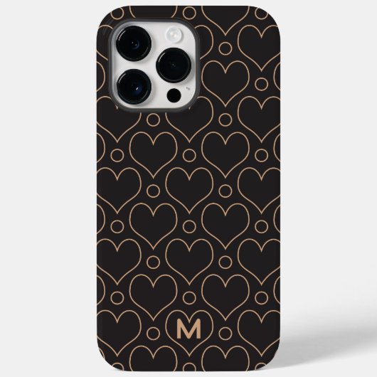 Love Hearts en Polka Dots patroon in Tan & Black Case-Mate iPhone Case (Achterkant)