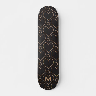Love Hearts en Polka Dots patroon in Tan & Black Persoonlijk Skateboard