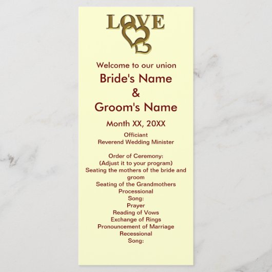 Love Hearts en Red Rose Wedding Rack Kaart (Voorkant)