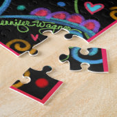 Love Hearts Flowers Zwart Schattigee Inspirivity Legpuzzel (Zijkant)