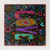 Love Hearts Flowers Zwart Schattigee Inspirivity Legpuzzel (Horizontaal)