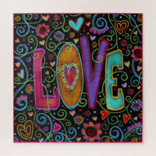 Love Hearts Flowers Zwart Schattigee Inspirivity Legpuzzel