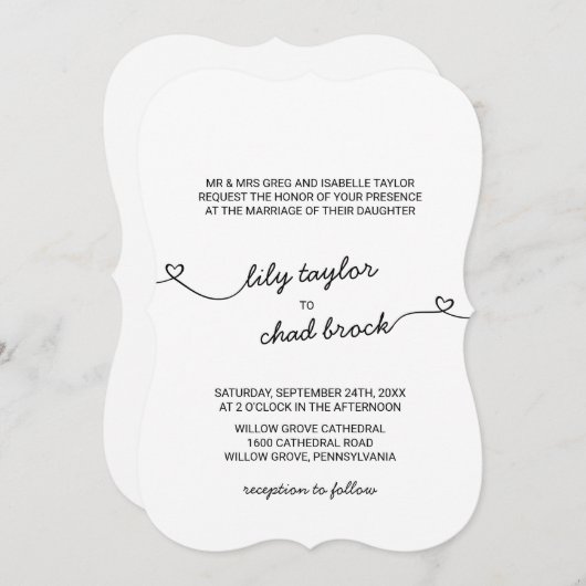 Love Hearts Formal Wedding Kaart (Voorkant / Achterkant)