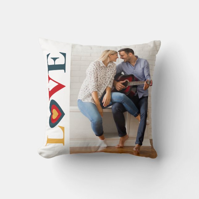 LOVE Hearts Gepersonaliseerd Foto Sierkussen (Voorkant)