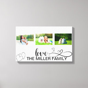 Love Hearts in Black Script Custom Photo Collage Canvas Afdruk