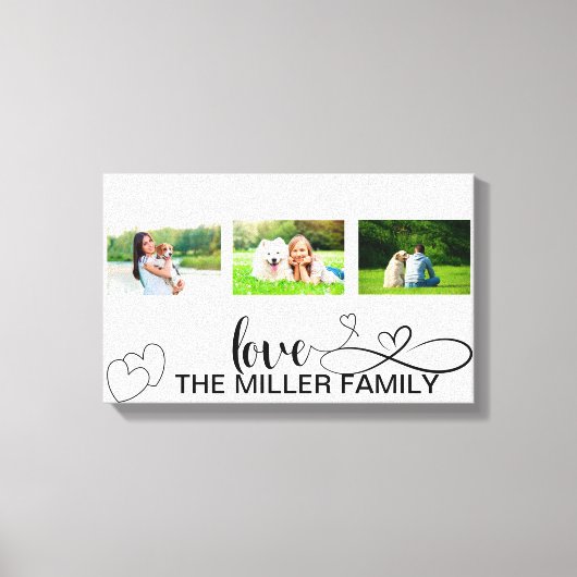 Love Hearts in Black Script Custom Photo Collage Canvas Afdruk (Voorkant)