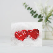Love Hearts in Snow Briefkaart (Staand voorkant)