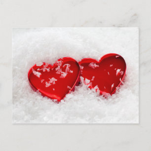 Love Hearts in Snow Briefkaart