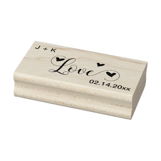 Love Hearts Initialen en datum Rubberstempel (Stempel)