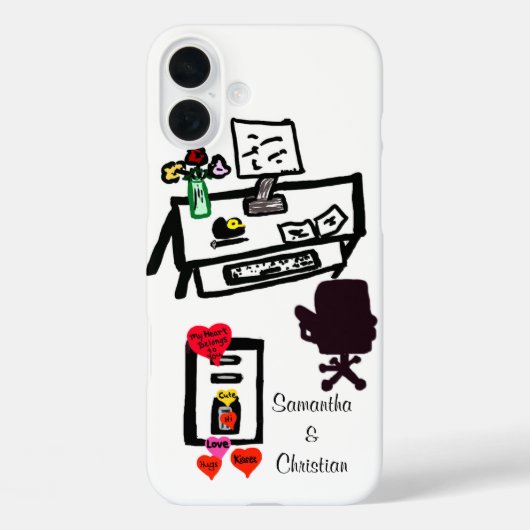 Love Hearts Kantoor Desk Names Case-Mate iPhone Case (Achterkant)