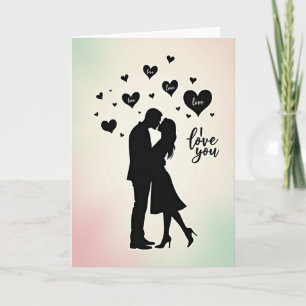 Love Hearts Kiss Ombre Valentijnskaart Kaart