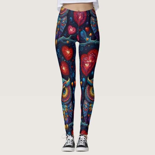 Love Hearts Kleurrijke Uil Leggings (Voorkant)
