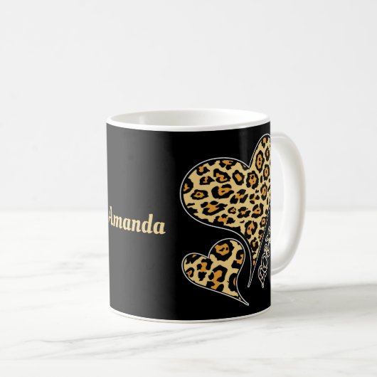 Love Hearts Leopard Print Cheetah Dierenvriend T- Koffiemok (Voorkant rechts)