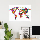 Love Hearts Map of the Wereldkaart Poster (Thuiskantoor)