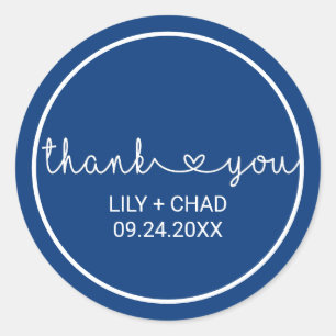 Love Hearts Navy Bedankt voor je bruiloft Ronde Sticker
