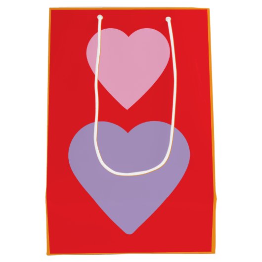 Love Hearts on Bright Red Classical Unique Simple Medium Cadeauzakje (Achterkant)