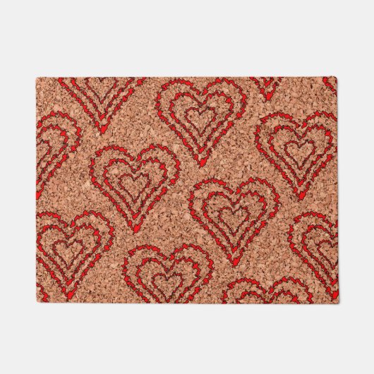 Love Hearts on Cork Board Deurmat (Voorkant)
