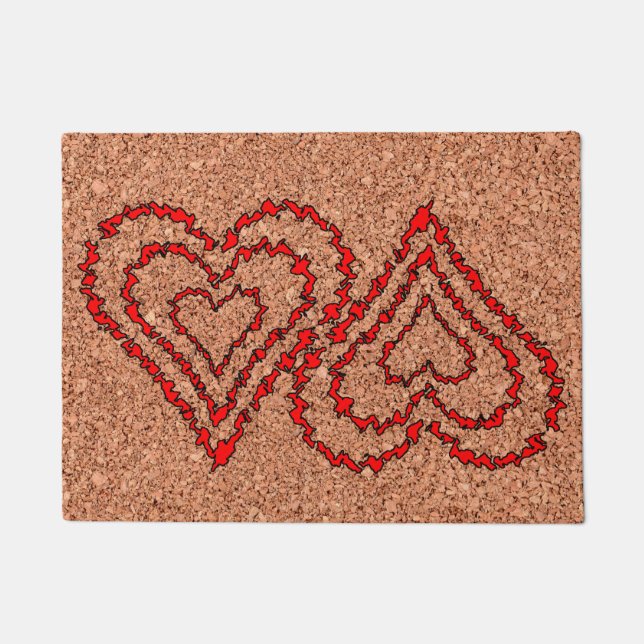 Love Hearts on Cork Board Deurmat (Voorkant)